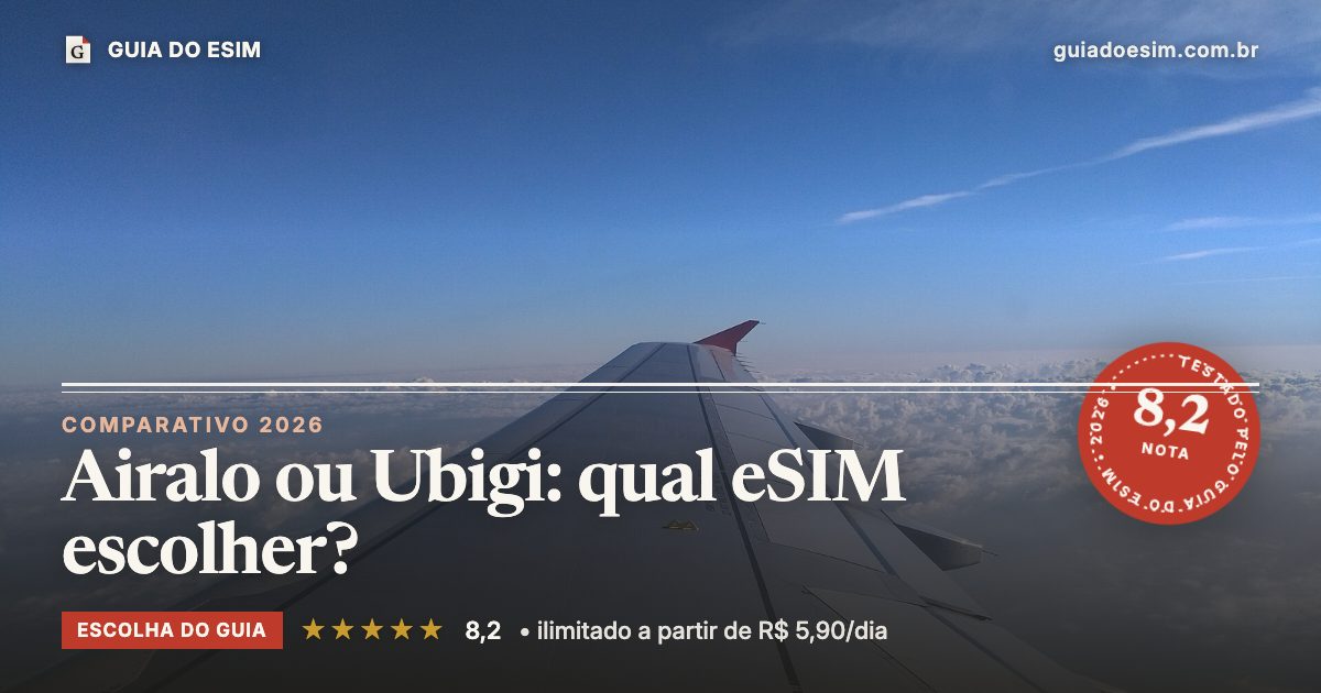Airalo ou Ubigi: qual eSIM escolher?: análise do Guia do eSIM, nota 8,2