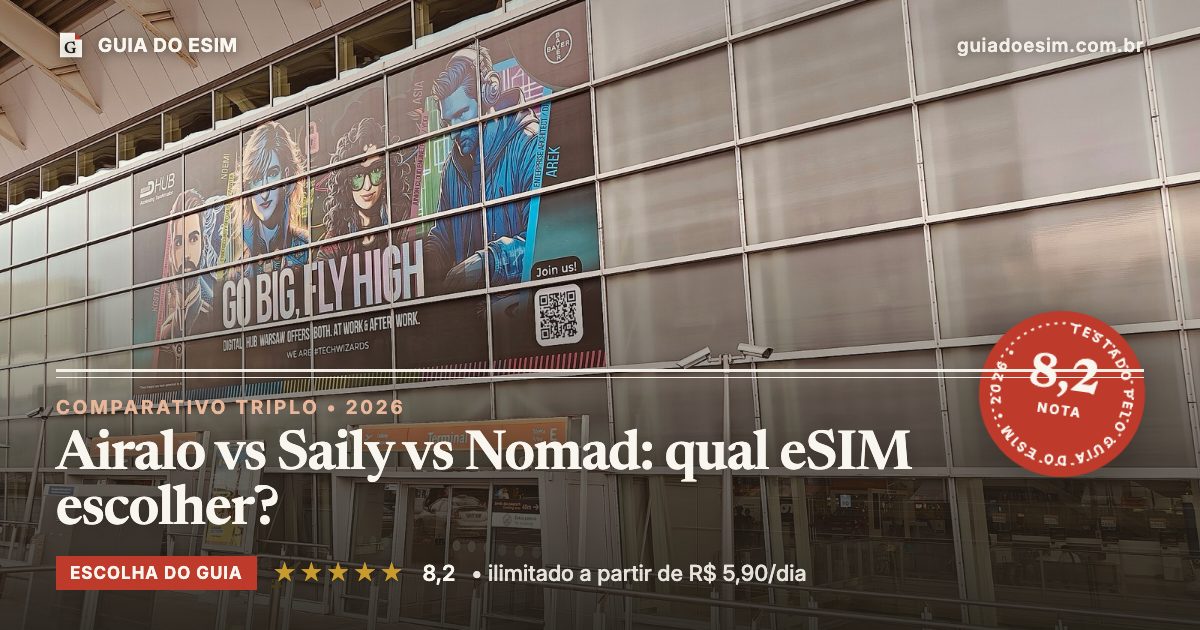 Airalo vs Saily vs Nomad: qual eSIM escolher?: análise do Guia do eSIM, nota 8,2