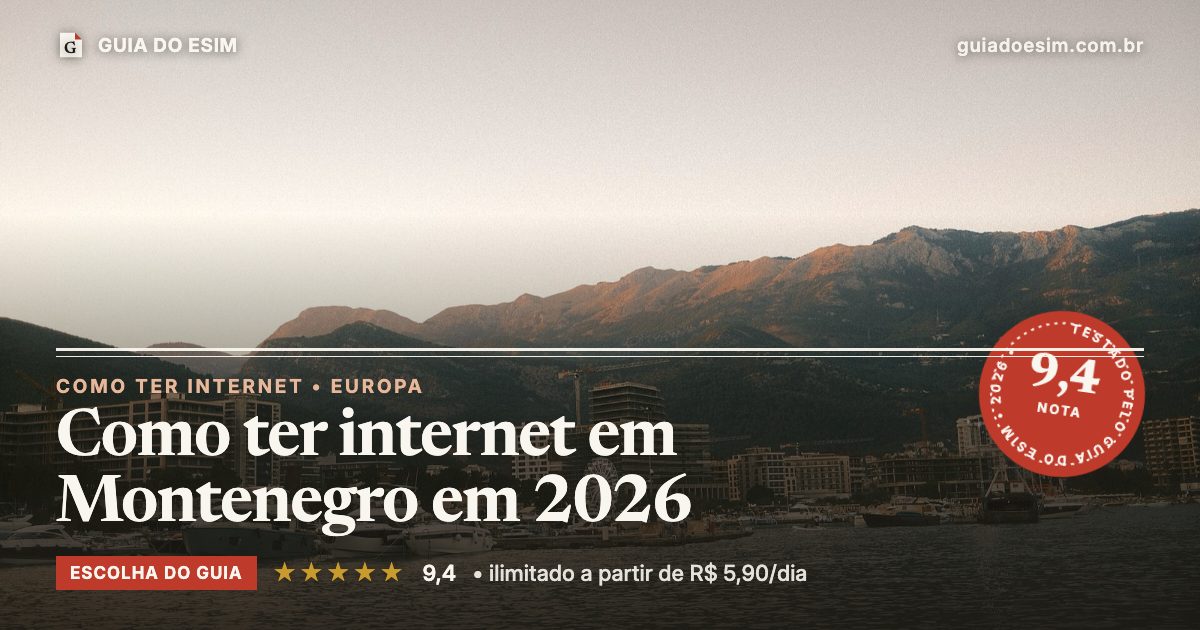 Como ter internet em Montenegro em 2026: análise do Guia do eSIM, nota 9,4