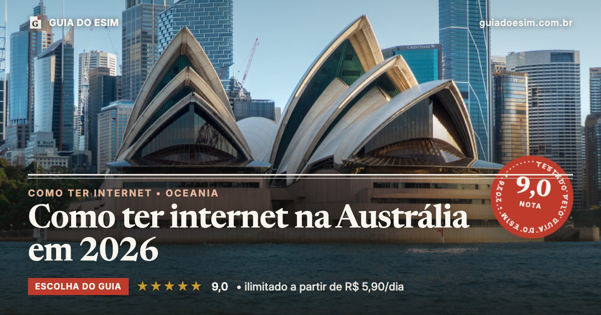 Como ter internet na Austrália em 2026: análise do Guia do eSIM, nota 9,0