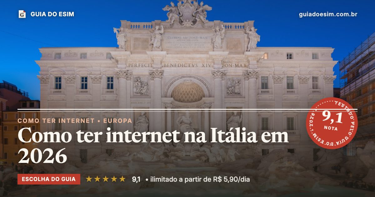 Como ter internet na Itália em 2026: análise do Guia do eSIM, nota 9,1