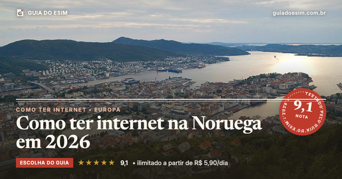 Como ter internet na Noruega em 2026: análise do Guia do eSIM, nota 9,1