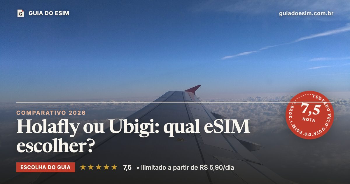 Holafly ou Ubigi: qual eSIM escolher?: análise do Guia do eSIM, nota 7,5