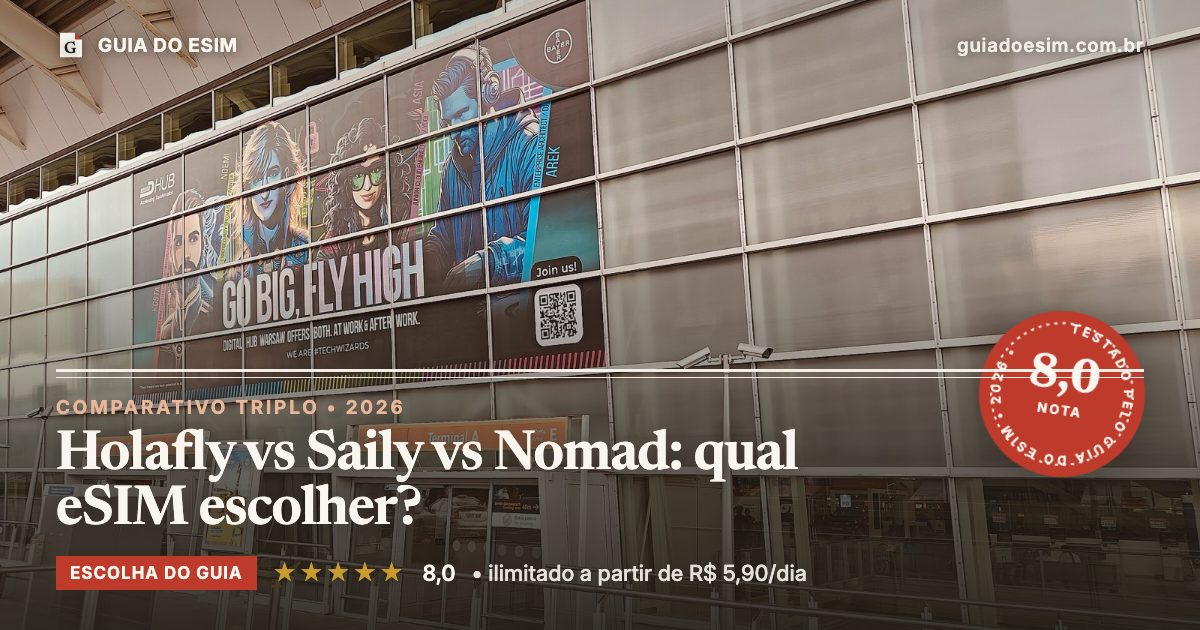 Holafly vs Saily vs Nomad: qual eSIM escolher?: análise do Guia do eSIM, nota 8,0