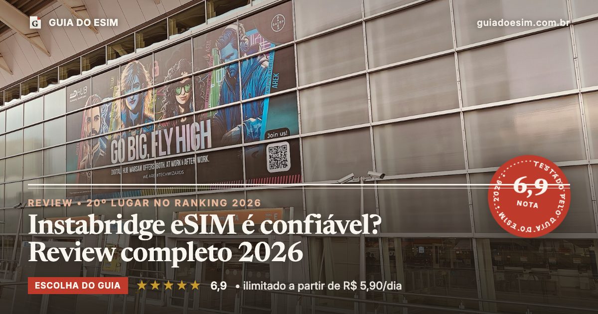 Instabridge eSIM é confiável? Review completo 2026: análise do Guia do eSIM, nota 6,9