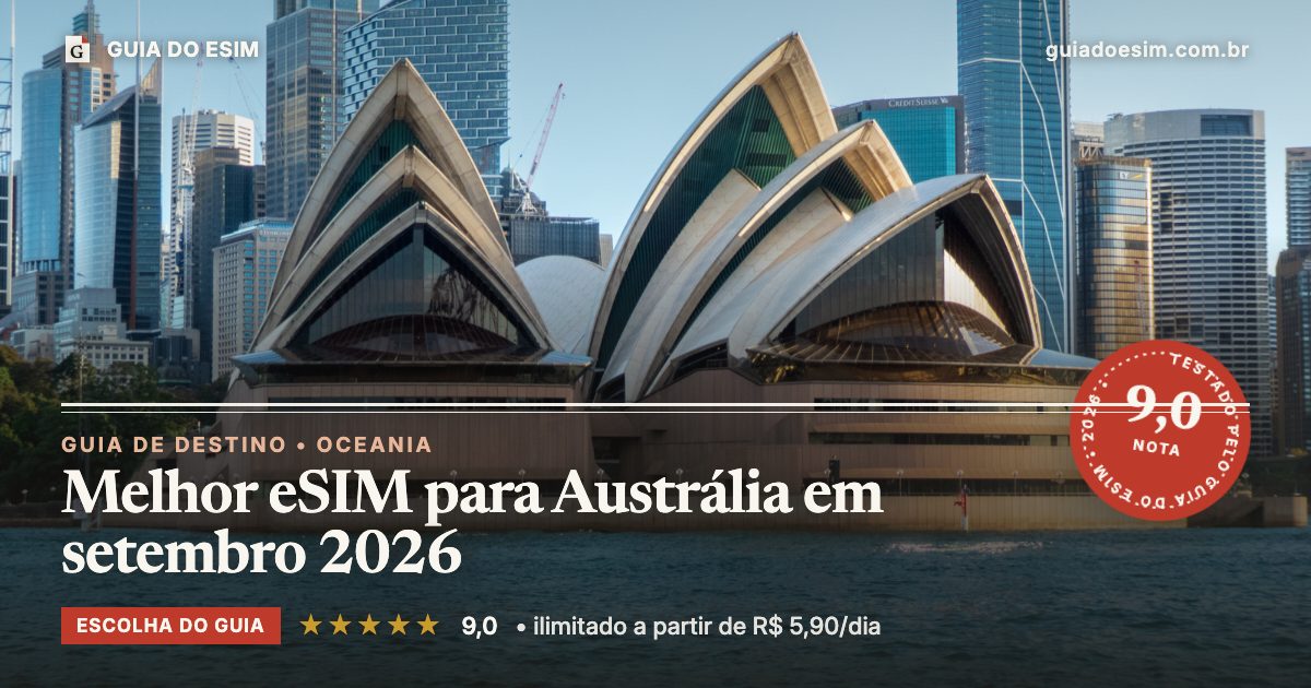 Melhor eSIM para Austrália em setembro 2026: análise do Guia do eSIM, nota 9,0