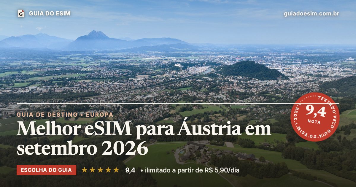 Melhor eSIM para Áustria em setembro 2026: análise do Guia do eSIM, nota 9,4