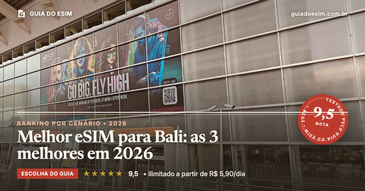 Melhor eSIM para Bali: as 3 melhores em 2026: análise do Guia do eSIM, nota 9,5