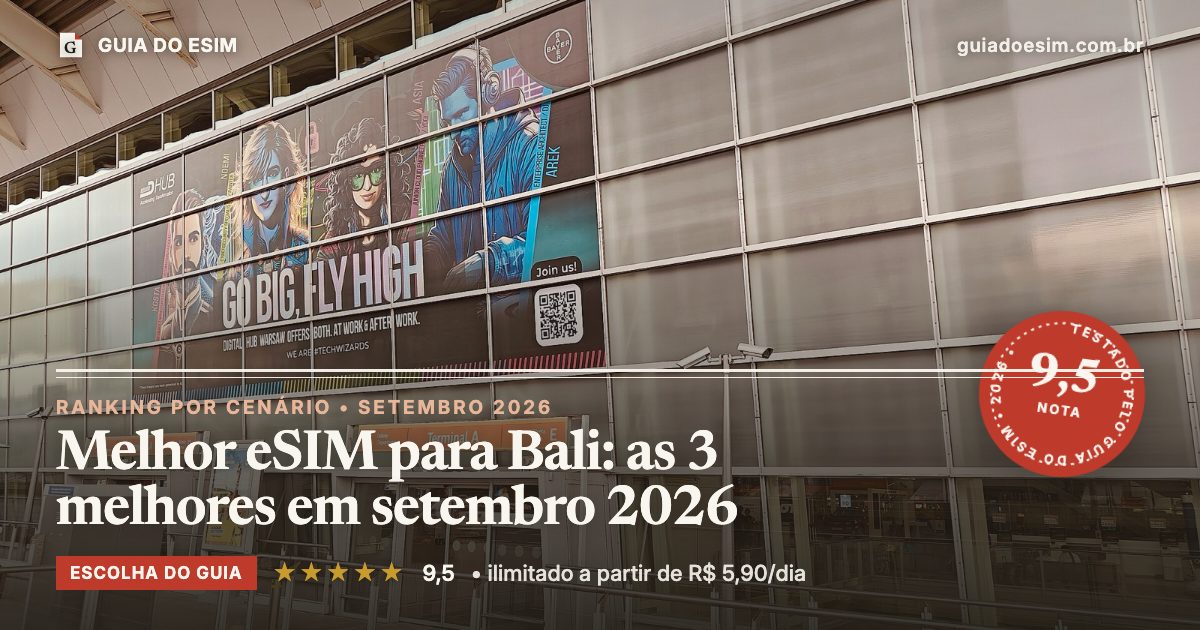 Melhor eSIM para Bali: as 3 melhores em setembro 2026: análise do Guia do eSIM, nota 9,5