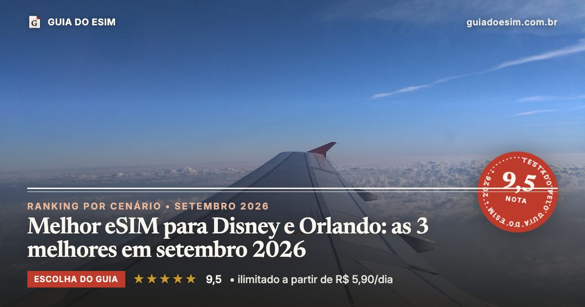 Melhor eSIM para Disney e Orlando: as 3 melhores em setembro 2026: análise do Guia do eSIM, nota 9,5