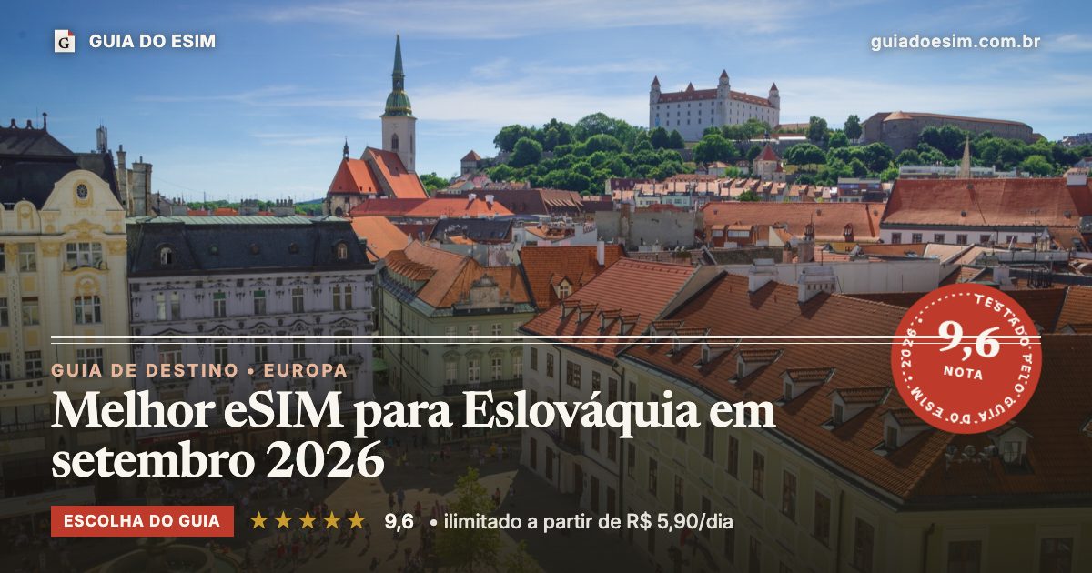 Melhor eSIM para Eslováquia em setembro 2026: análise do Guia do eSIM, nota 9,6