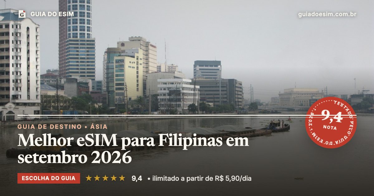 Melhor eSIM para Filipinas em setembro 2026: análise do Guia do eSIM, nota 9,4
