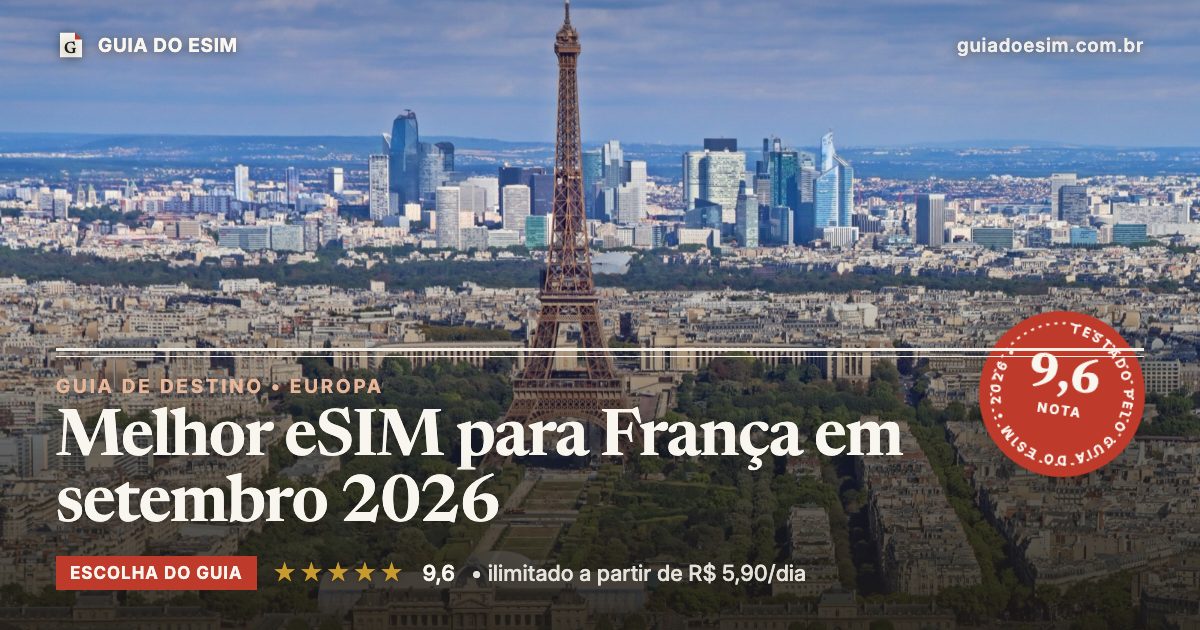 Melhor eSIM para França em setembro 2026: análise do Guia do eSIM, nota 9,6