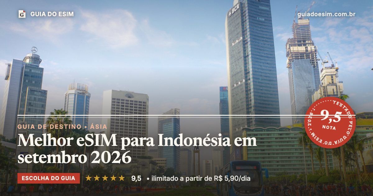 Melhor eSIM para Indonésia em setembro 2026: análise do Guia do eSIM, nota 9,5