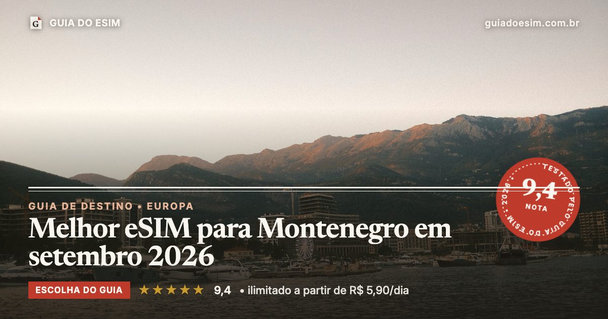 Melhor eSIM para Montenegro em setembro 2026: análise do Guia do eSIM, nota 9,4