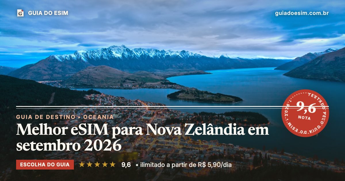 Melhor eSIM para Nova Zelândia em setembro 2026: análise do Guia do eSIM, nota 9,6