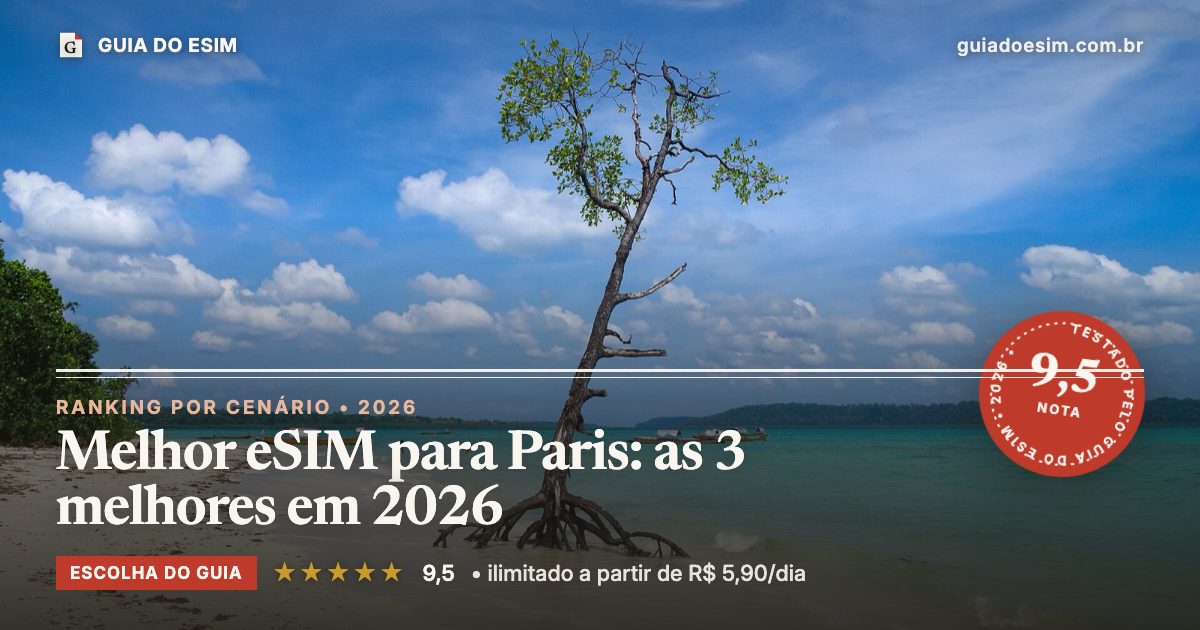Melhor eSIM para Paris: as 3 melhores em 2026: análise do Guia do eSIM, nota 9,5