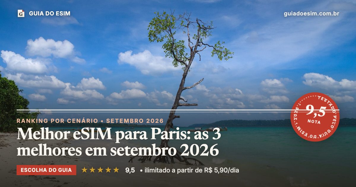 Melhor eSIM para Paris: as 3 melhores em setembro 2026: análise do Guia do eSIM, nota 9,5