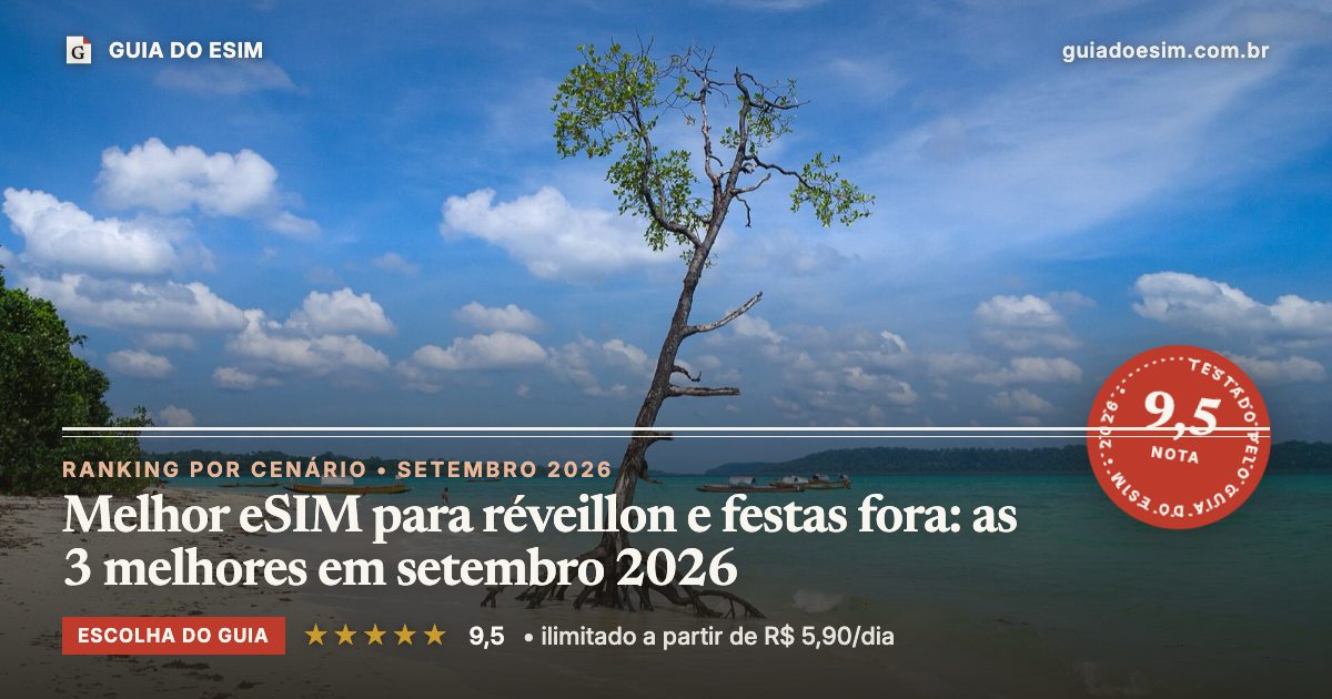 Melhor eSIM para réveillon e festas fora: as 3 melhores em setembro 2026: análise do Guia do eSIM, nota 9,5