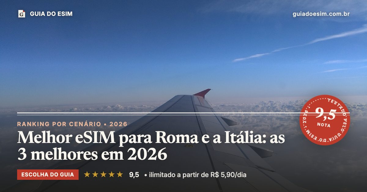 Melhor eSIM para Roma e a Itália: as 3 melhores em 2026: análise do Guia do eSIM, nota 9,5