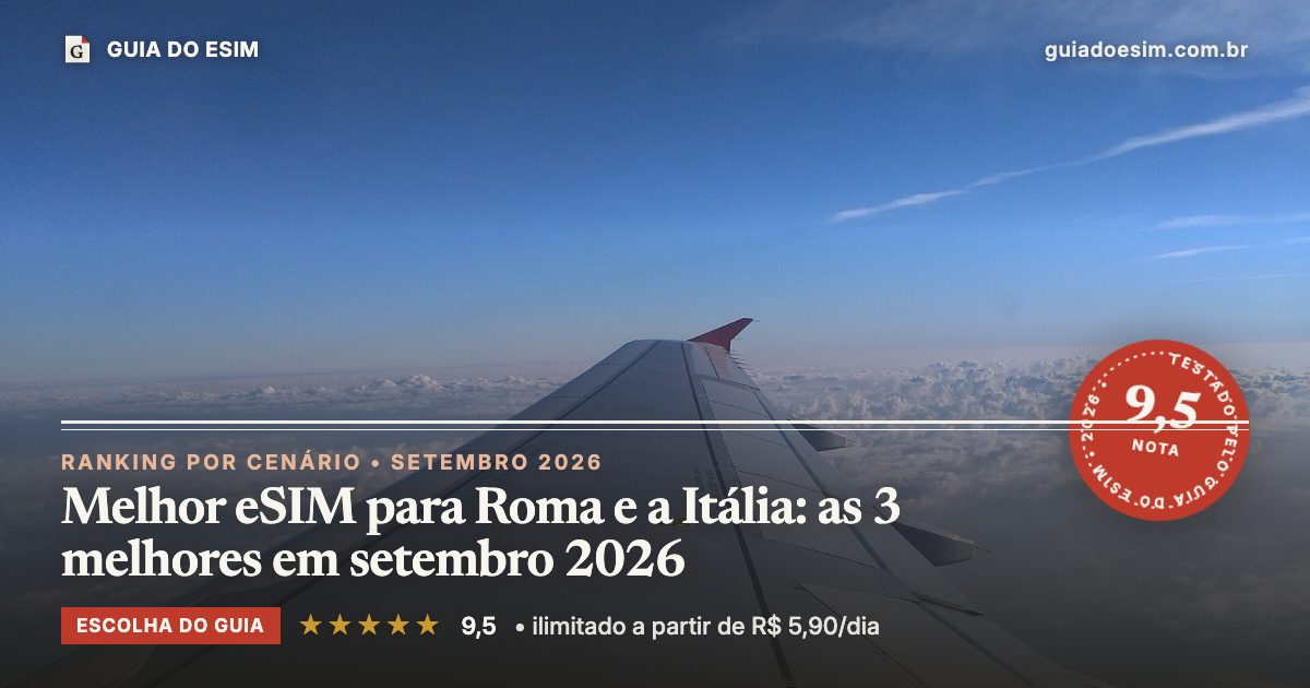 Melhor eSIM para Roma e a Itália: as 3 melhores em setembro 2026: análise do Guia do eSIM, nota 9,5