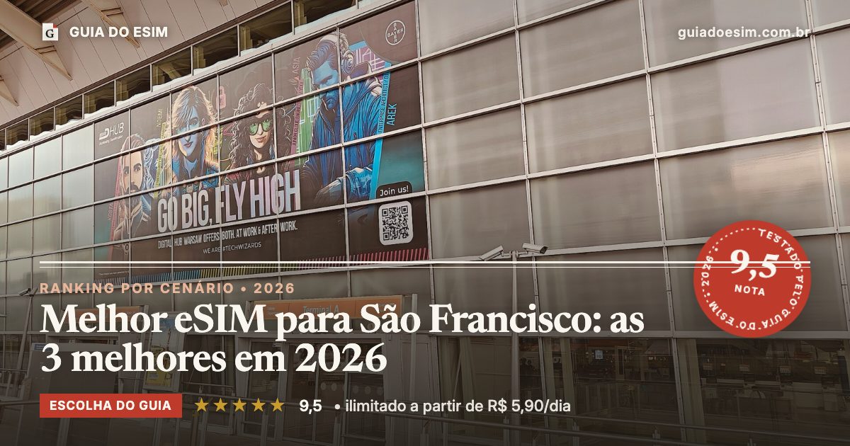 Melhor eSIM para São Francisco: as 3 melhores em 2026: análise do Guia do eSIM, nota 9,5