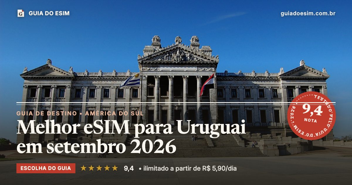 Melhor eSIM para Uruguai em setembro 2026: análise do Guia do eSIM, nota 9,4
