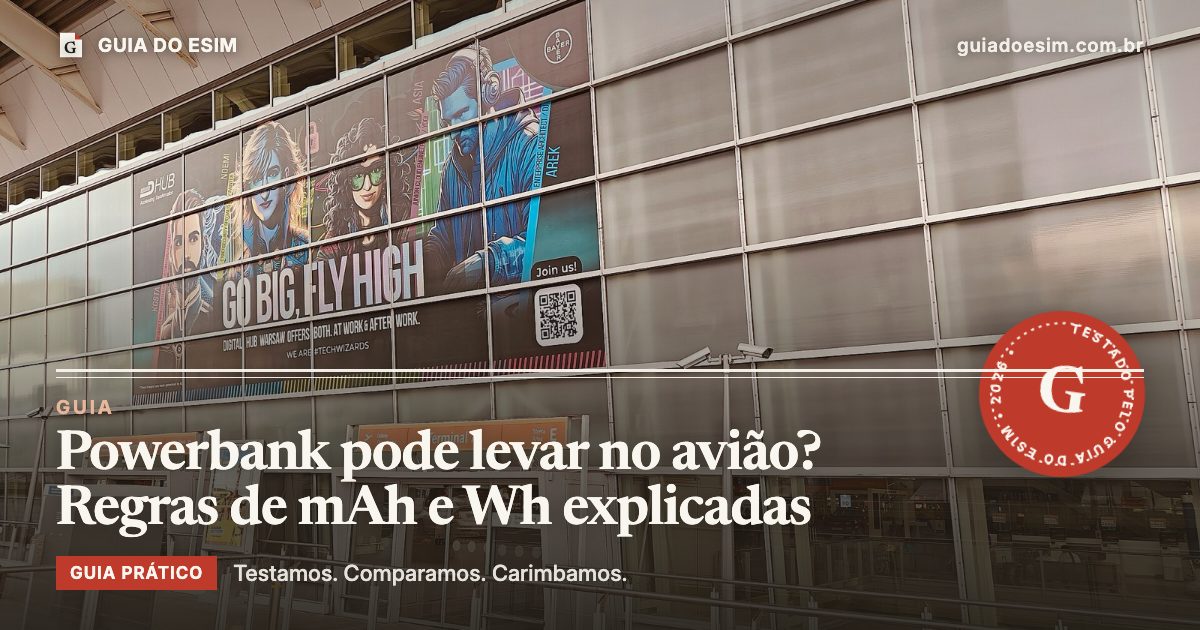 Powerbank pode levar no avião? Regras de mAh e Wh explicadas: guia prático do Guia do eSIM