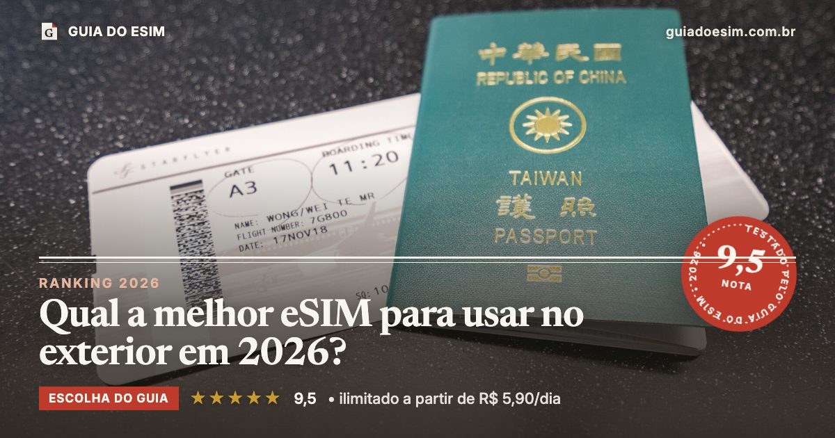 Qual a melhor eSIM para usar no exterior em 2026?: análise do Guia do eSIM, nota 9,5