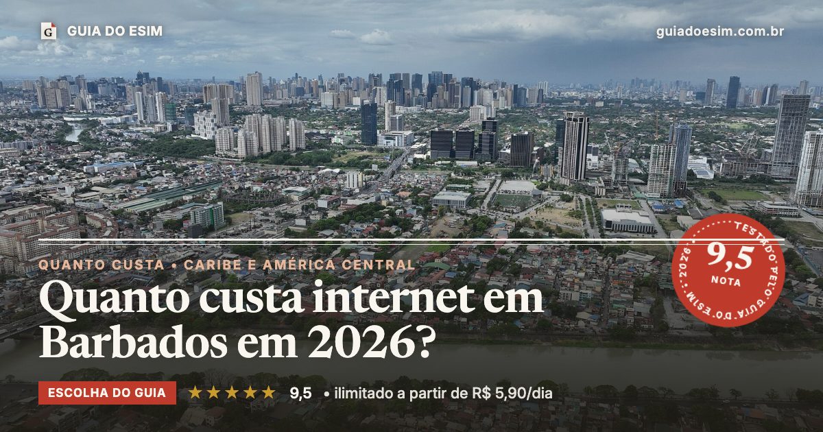 Quanto custa internet em Barbados em 2026?: análise do Guia do eSIM, nota 9,5