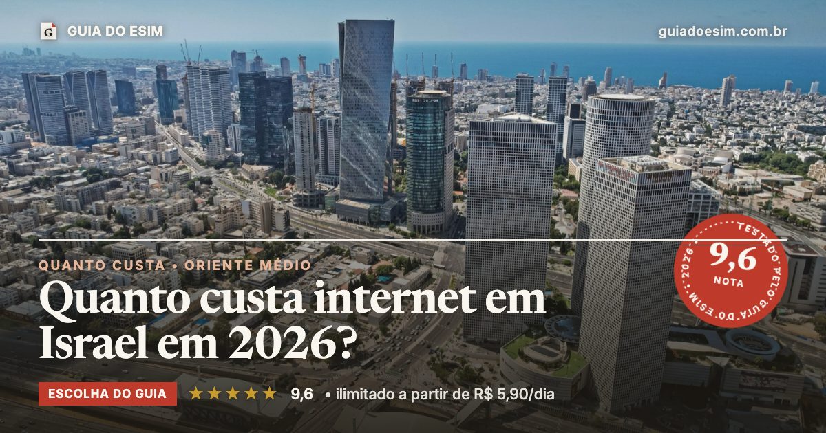Quanto custa internet em Israel em 2026?: análise do Guia do eSIM, nota 9,6