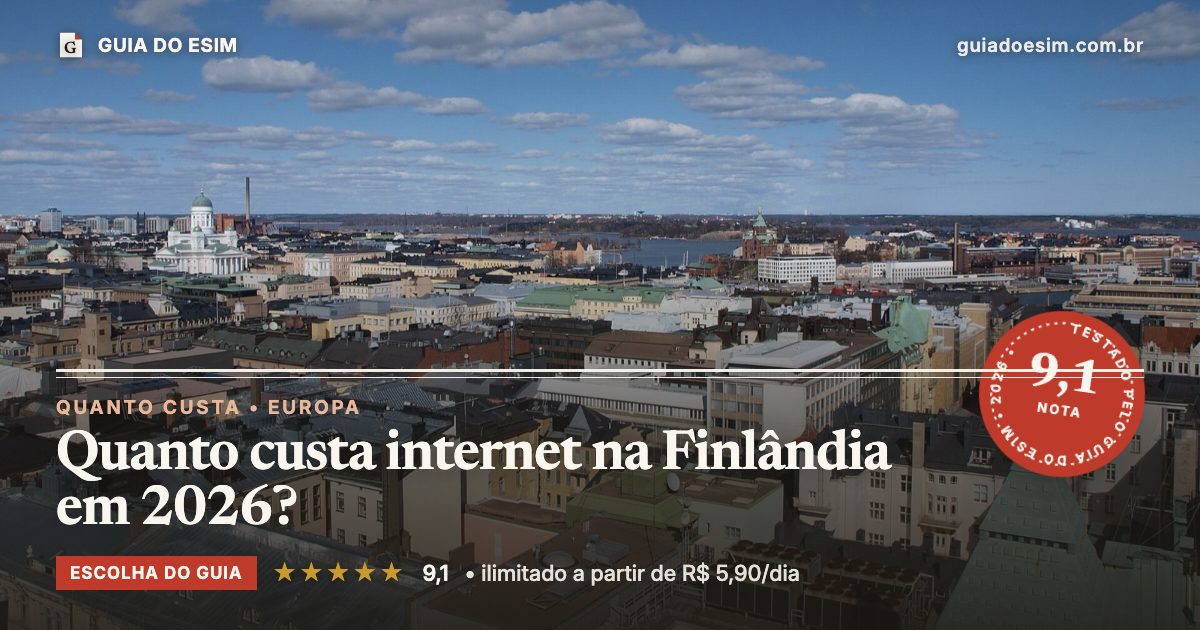 Quanto custa internet na Finlândia em 2026?: análise do Guia do eSIM, nota 9,1