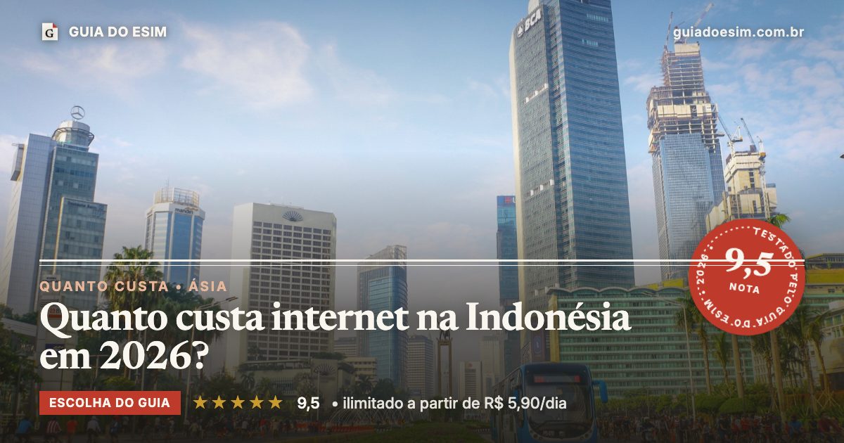 Quanto custa internet na Indonésia em 2026?: análise do Guia do eSIM, nota 9,5