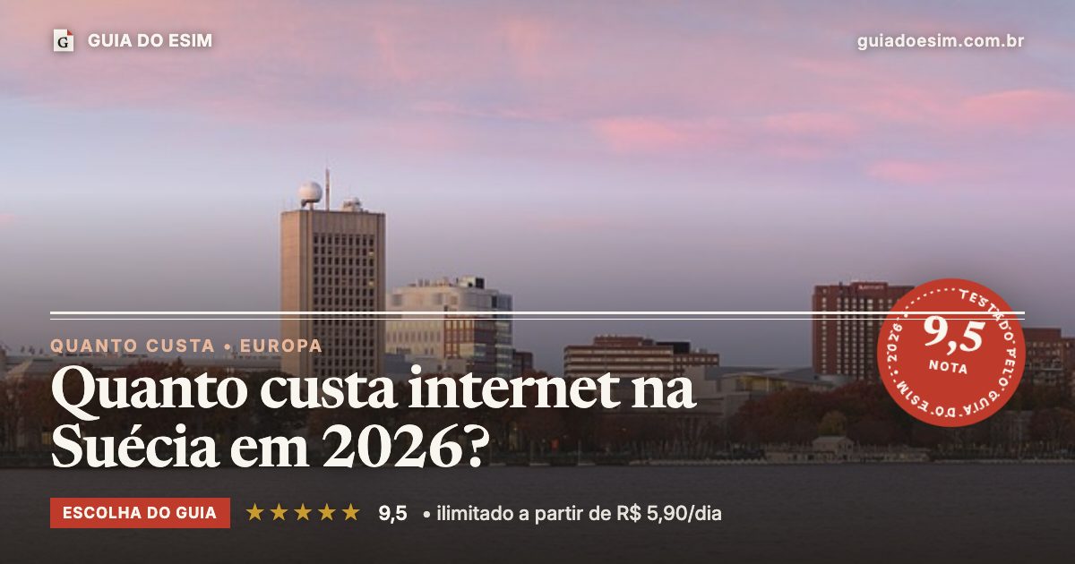 Quanto custa internet na Suécia em 2026?: análise do Guia do eSIM, nota 9,5