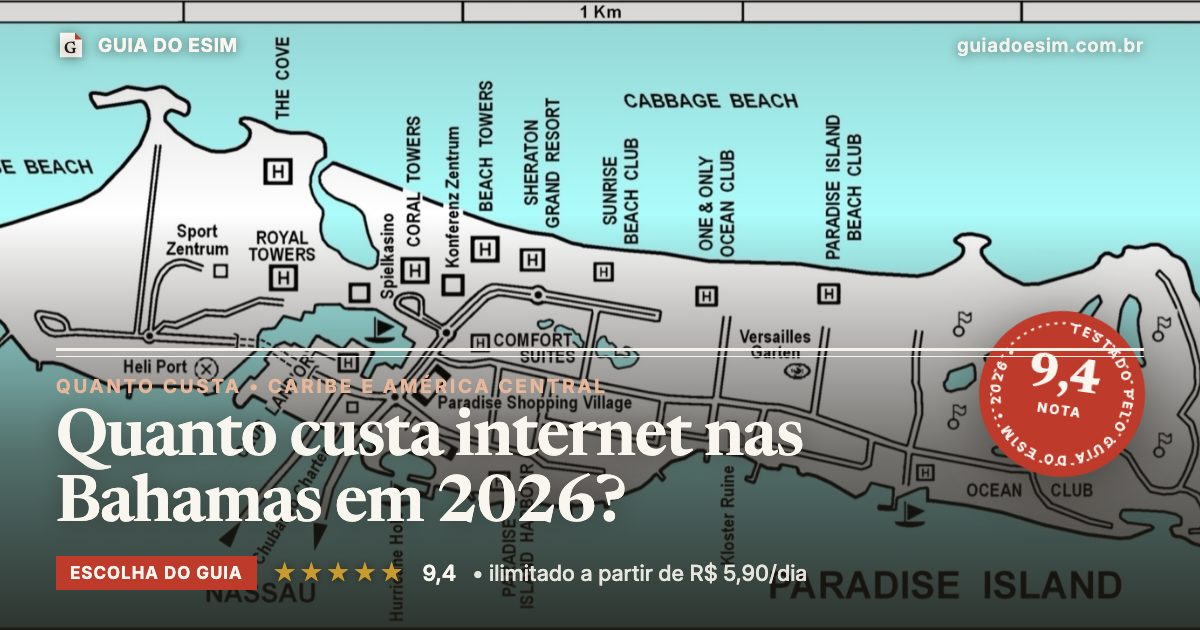 Quanto custa internet nas Bahamas em 2026?: análise do Guia do eSIM, nota 9,4