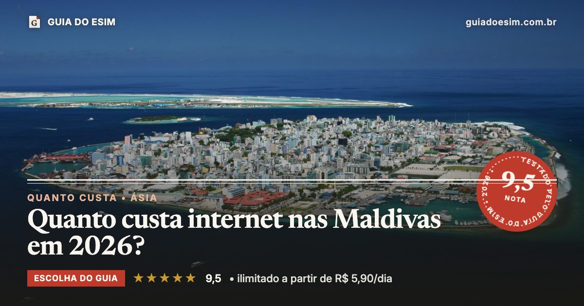 Quanto custa internet nas Maldivas em 2026?: análise do Guia do eSIM, nota 9,5
