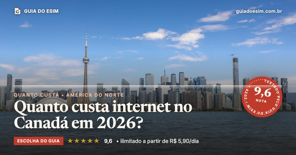 Quanto custa internet no Canadá em 2026?: análise do Guia do eSIM, nota 9,6