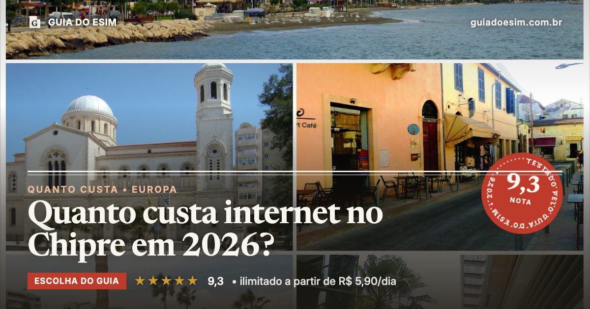 Quanto custa internet no Chipre em 2026?: análise do Guia do eSIM, nota 9,3