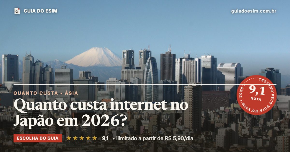 Quanto custa internet no Japão em 2026?: análise do Guia do eSIM, nota 9,1