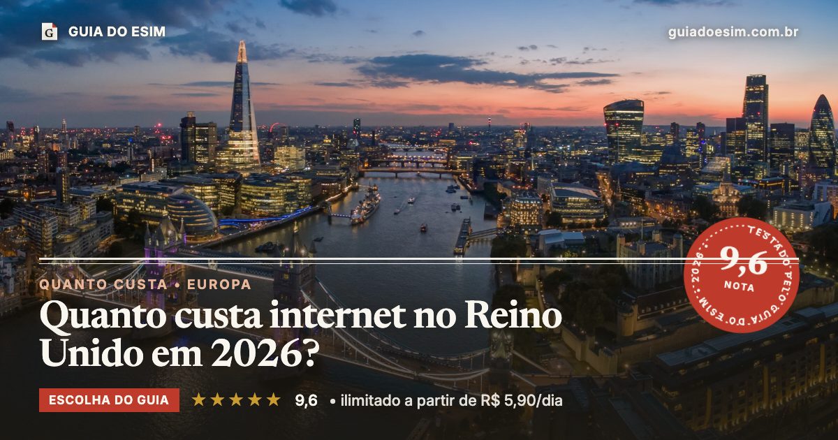 Quanto custa internet no Reino Unido em 2026?: análise do Guia do eSIM, nota 9,6