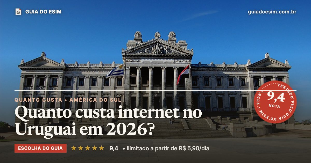 Quanto custa internet no Uruguai em 2026?: análise do Guia do eSIM, nota 9,4