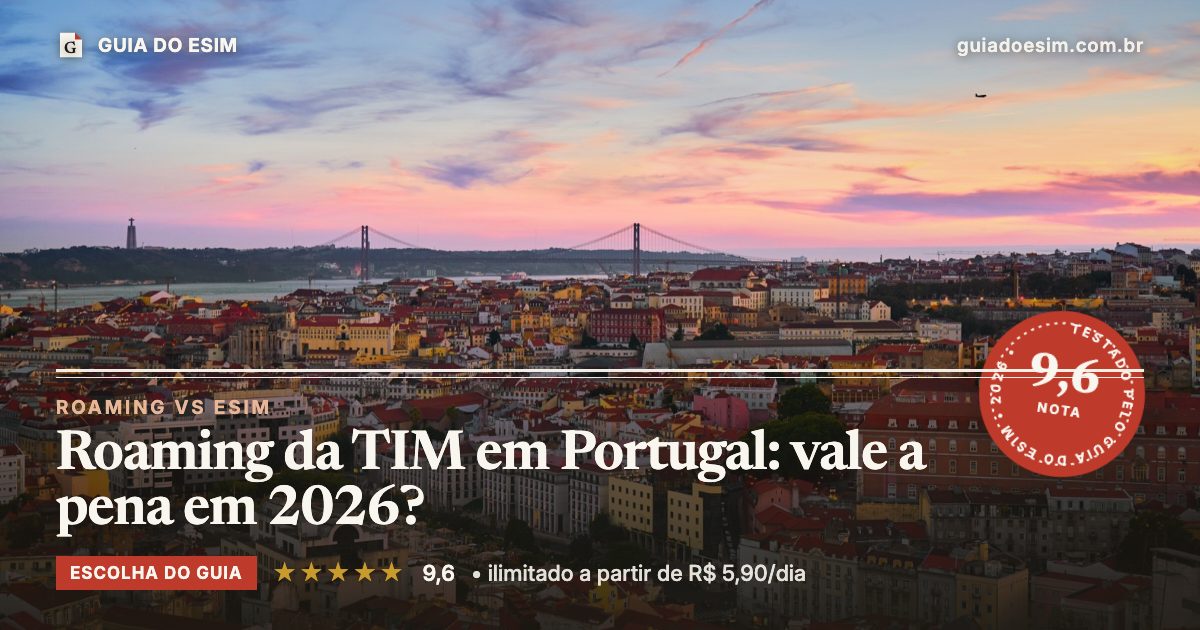 Roaming da TIM em Portugal: vale a pena em 2026?: análise do Guia do eSIM, nota 9,6