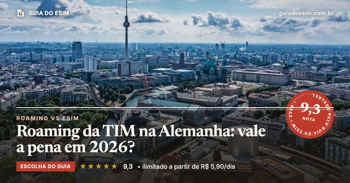 Roaming da TIM na Alemanha: vale a pena em 2026?: análise do Guia do eSIM, nota 9,3