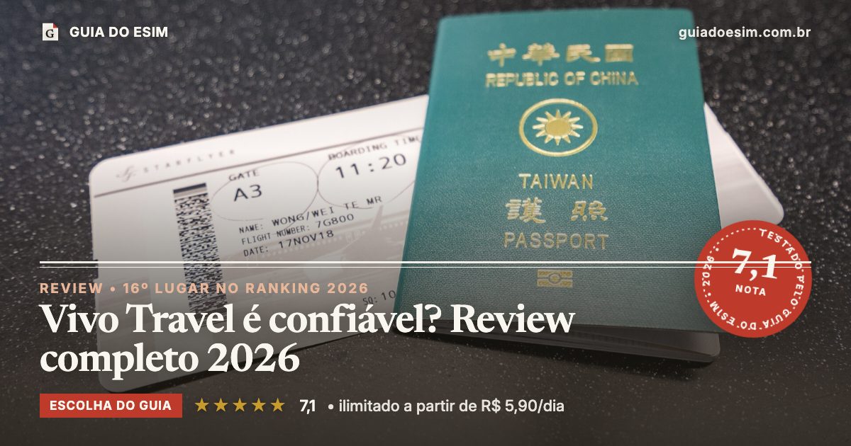 Vivo Travel é confiável? Review completo 2026: análise do Guia do eSIM, nota 7,1