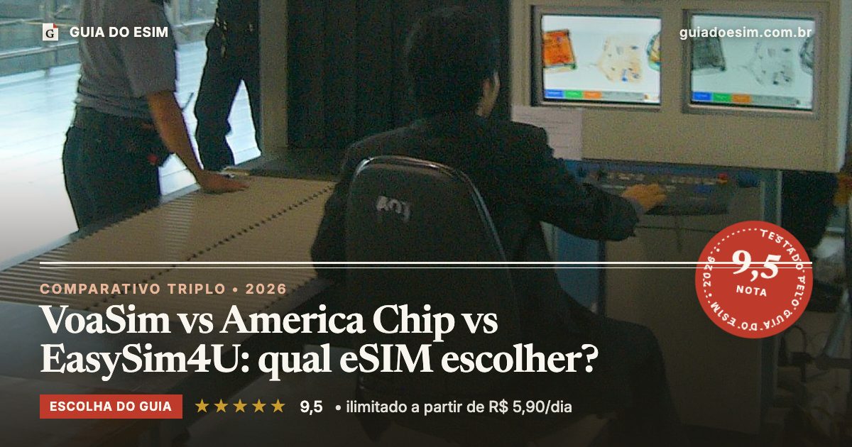 VoaSim vs America Chip vs EasySim4U: qual eSIM escolher?: análise do Guia do eSIM, nota 9,5