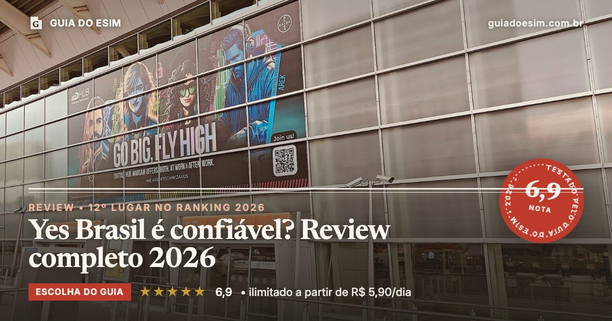 Yes Brasil é confiável? Review completo 2026: análise do Guia do eSIM, nota 6,9