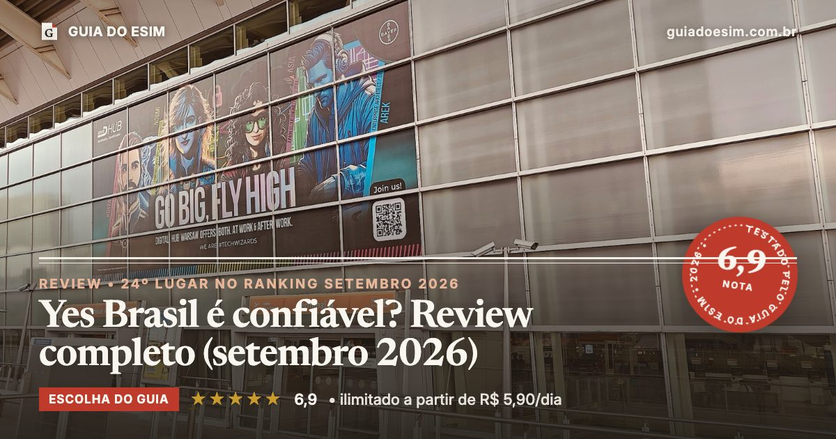 Yes Brasil é confiável? Review completo (setembro 2026): análise do Guia do eSIM, nota 6,9